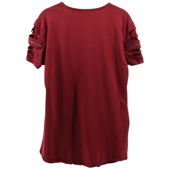 Lagos Wine Red “Live Free” Three Dimensional Artsy Grunge Tee Women’s XL - Picture 4 of 9